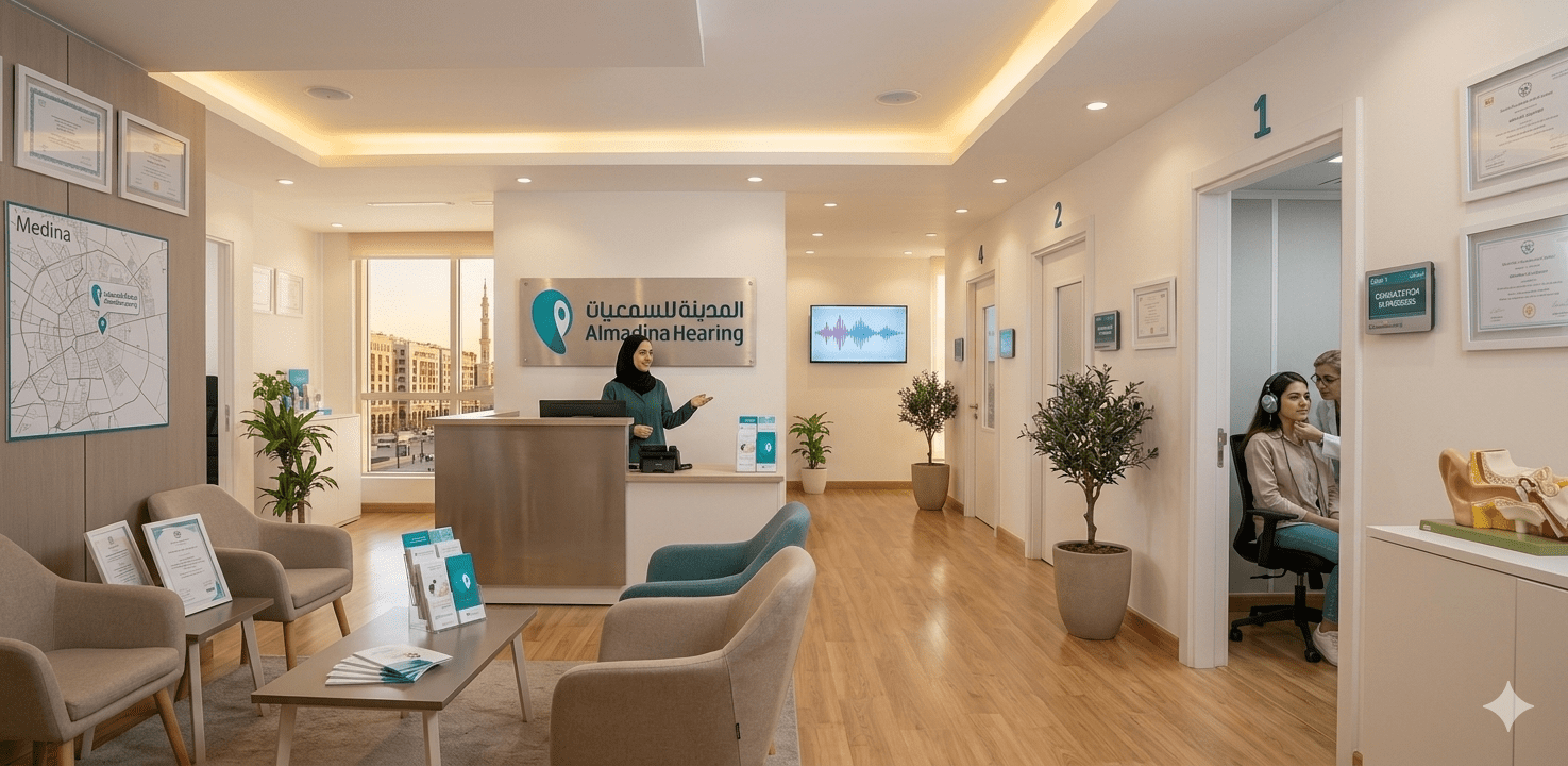 Almadina Hearing doctor with patient
